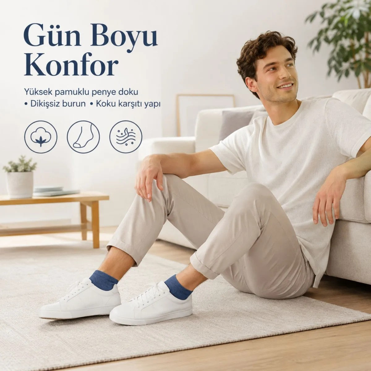 Erkek Pamuklu Patik Çorap 12’li Paket 39-44 | Dikişsiz Burun, Koku Karşıtı, Nefes Alan Kısa Konç Sneaker Çorabı