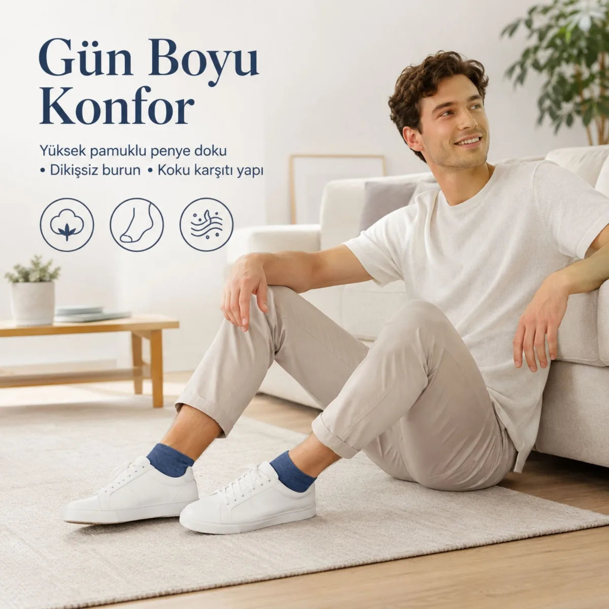 Erkek Pamuklu Patik Çorap 12’li Paket 39-44 | Dikişsiz Burun, Koku Karşıtı, Nefes Alan Kısa Konç Sneaker Çorabı