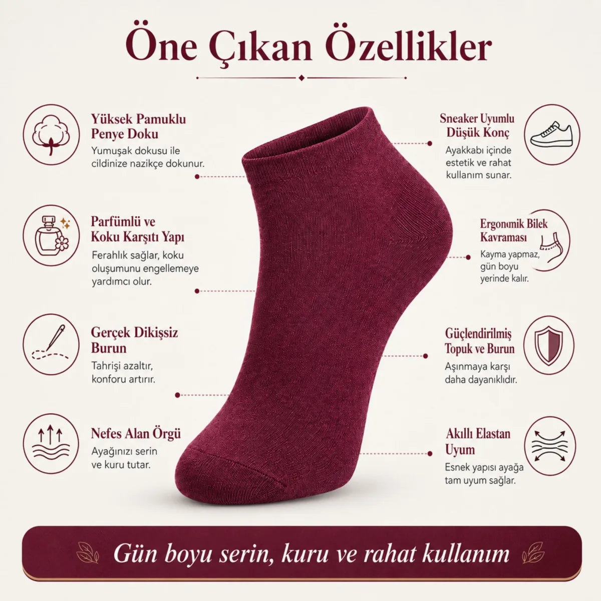 Erkek Pamuklu Patik Çorap 12’li Paket 39-44 | Dikişsiz Burun, Koku Karşıtı, Nefes Alan Kısa Konç Sneaker Çorabı