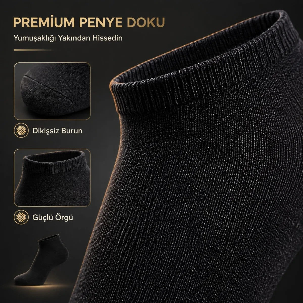 Erkek Pamuklu Patik Çorap 12’li Paket 39-44 | Dikişsiz Burun, Koku Karşıtı, Nefes Alan Kısa Konç Sneaker Çorabı