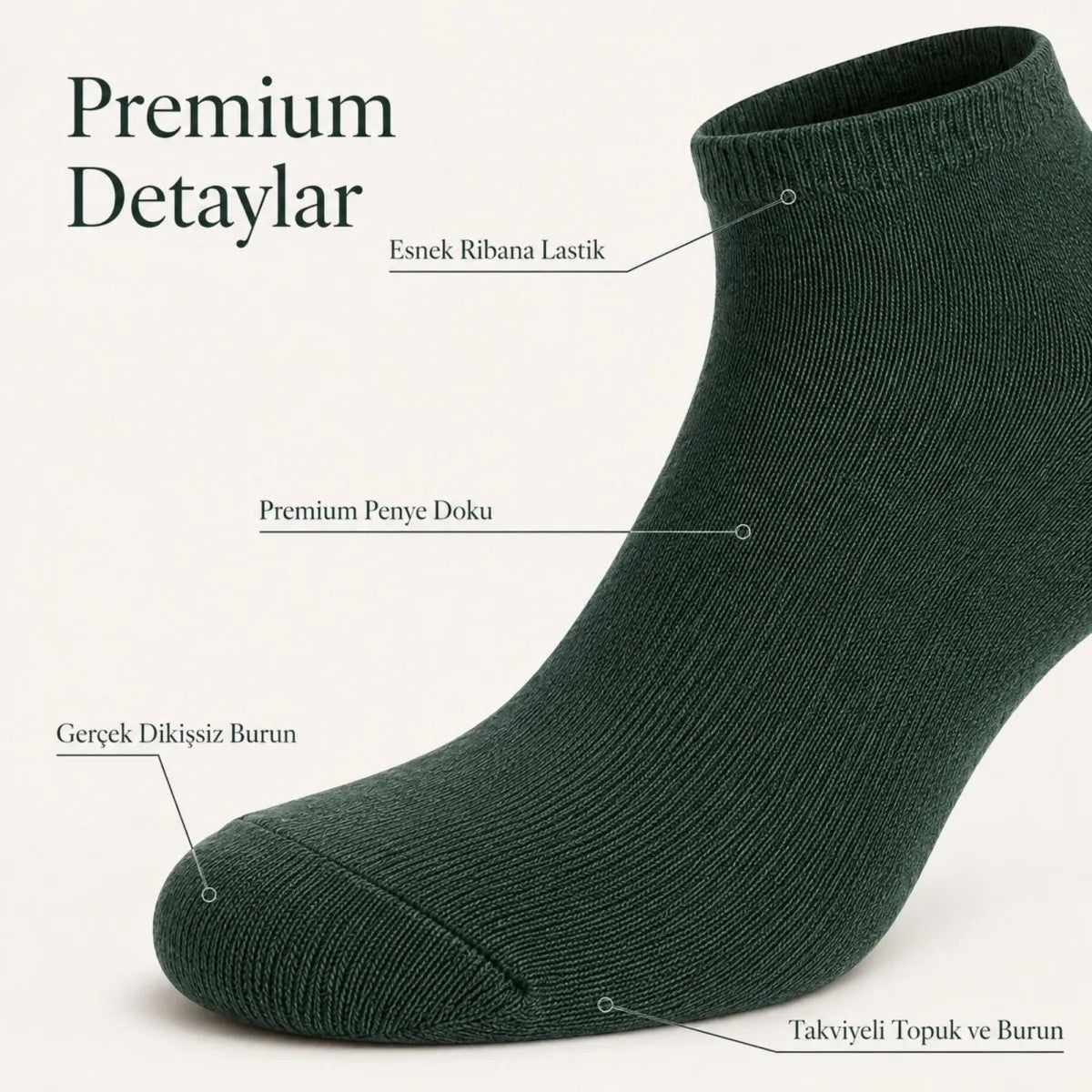 Erkek Pamuklu Patik Çorap 12’li Paket 39-44 | Dikişsiz Burun, Koku Karşıtı, Nefes Alan Kısa Konç Sneaker Çorabı