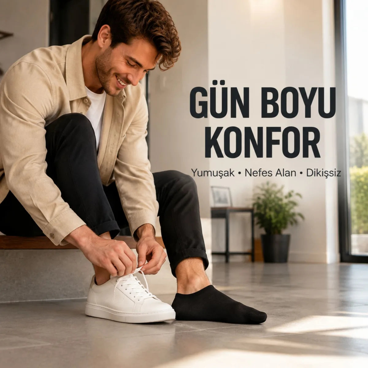 Erkek Pamuklu Patik Çorap 12’li Paket 39-44 | Dikişsiz Burun, Koku Karşıtı, Nefes Alan Kısa Konç Sneaker Çorabı