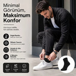 Erkek Kısa Konç 12’li Bambu Çorap 39-44 Dikişsiz Burun Nefes Alan Yumuşak Günlük Patik Çorap