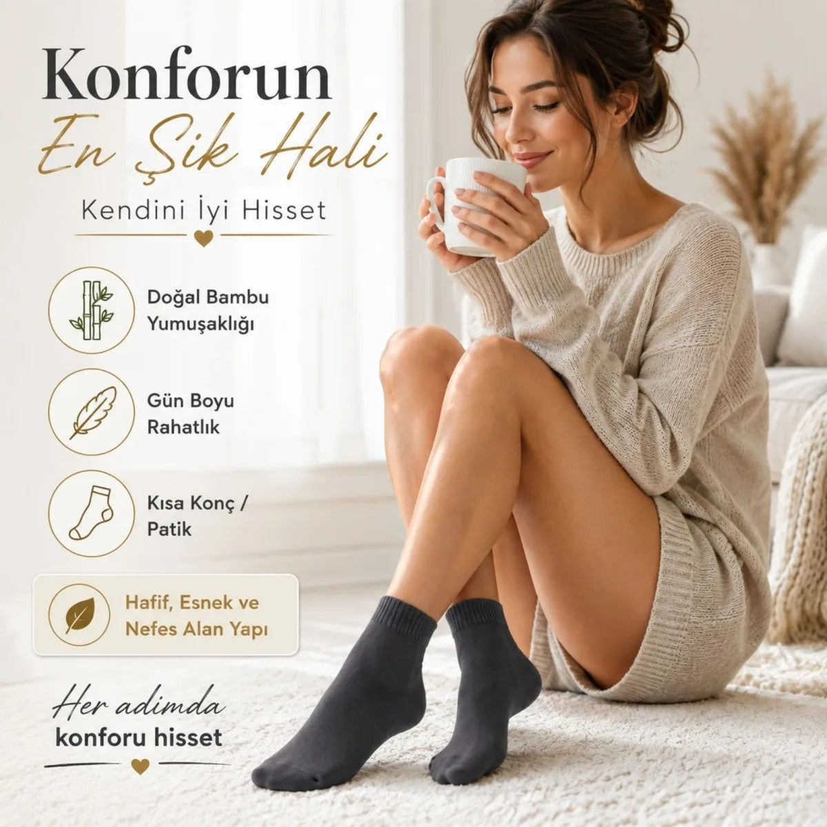 Erkek Kısa Konç 12’li Bambu Çorap 39-44 Dikişsiz Burun Nefes Alan Yumuşak Günlük Patik Çorap