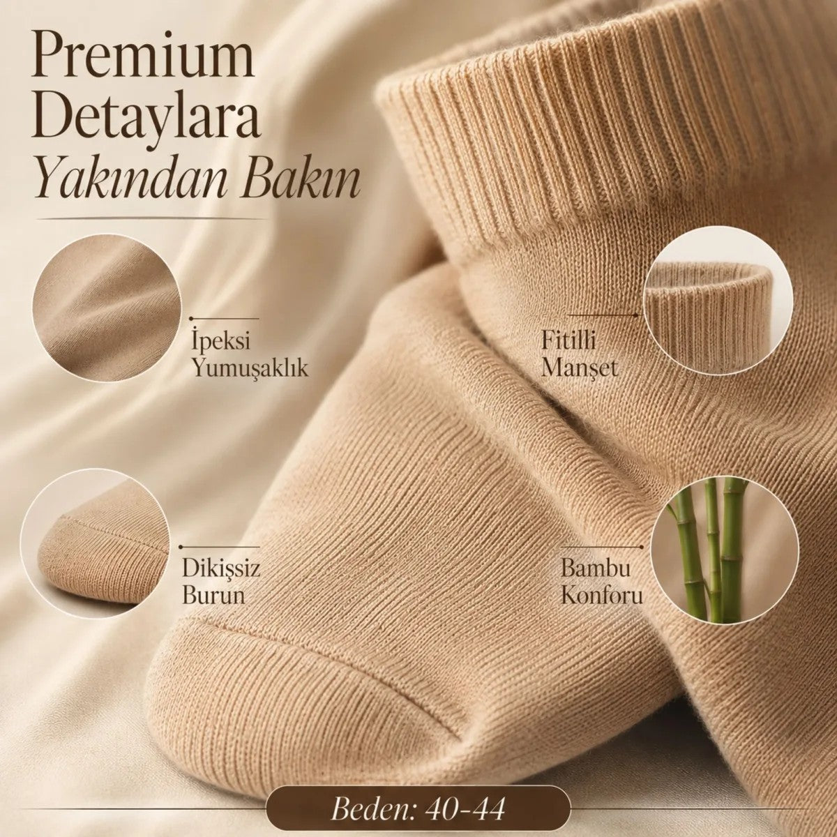 Erkek Kısa Konç 6’lı Bambu Çorap 39-44 Dikişsiz Burun Nefes Alan Yumuşak Günlük Patik Çorap