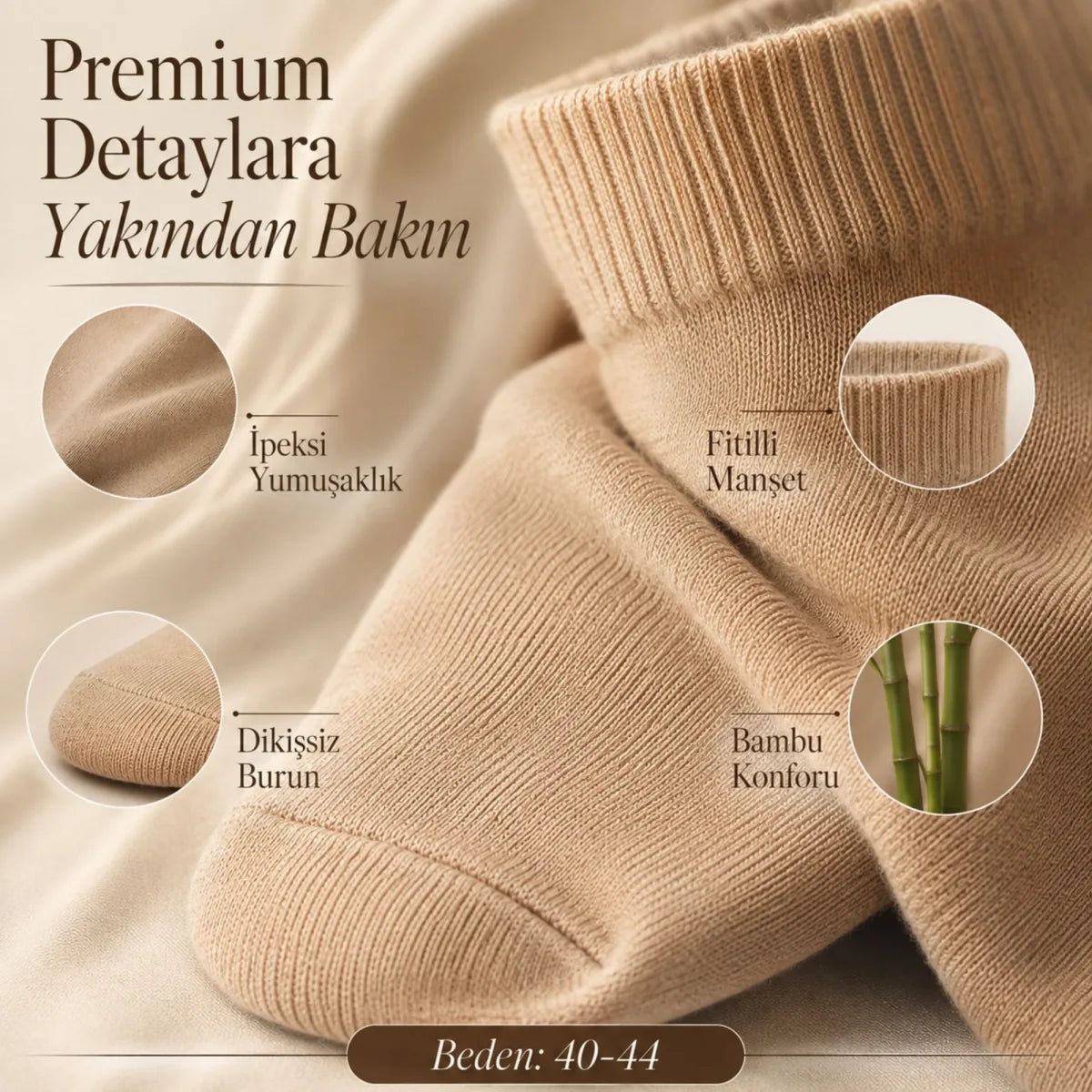 Erkek Kısa Konç 6’lı Bambu Çorap 39-44 Dikişsiz Burun Nefes Alan Yumuşak Günlük Patik Çorap