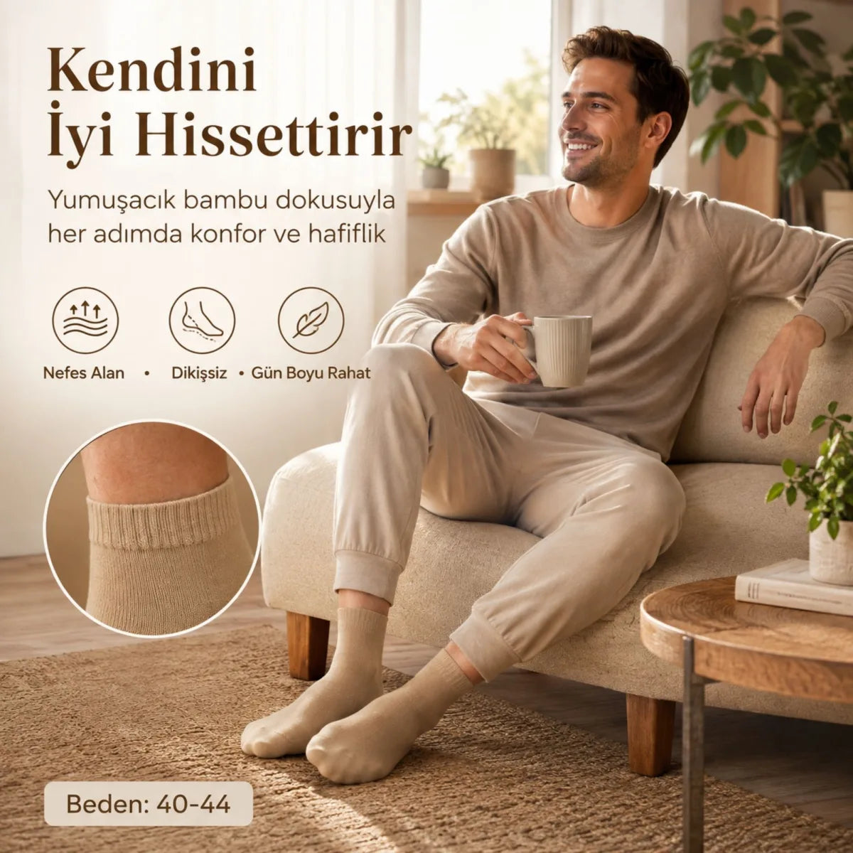 Erkek Kısa Konç 6’lı Bambu Çorap 39-44 Dikişsiz Burun Nefes Alan Yumuşak Günlük Patik Çorap