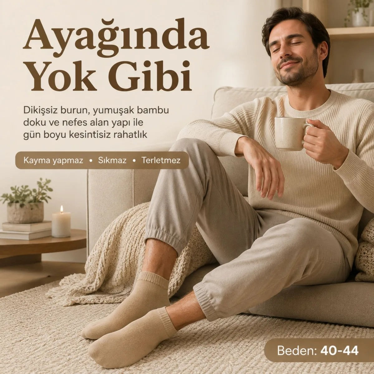 Erkek Kısa Konç Bambu Çorap Çok Renkli 39-44 Dikişsiz Burun Nefes Alan Yumuşak Günlük Patik Çorap