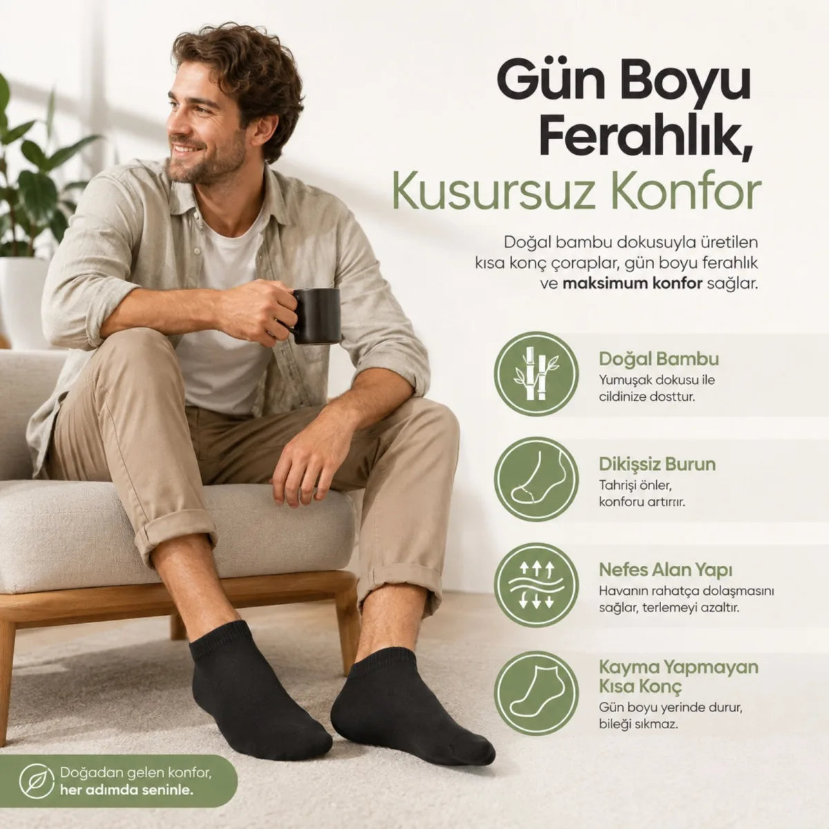 Erkek Kısa Konç Bambu Çorap Çok Renkli 39-44 Dikişsiz Burun Nefes Alan Yumuşak Günlük Patik Çorap