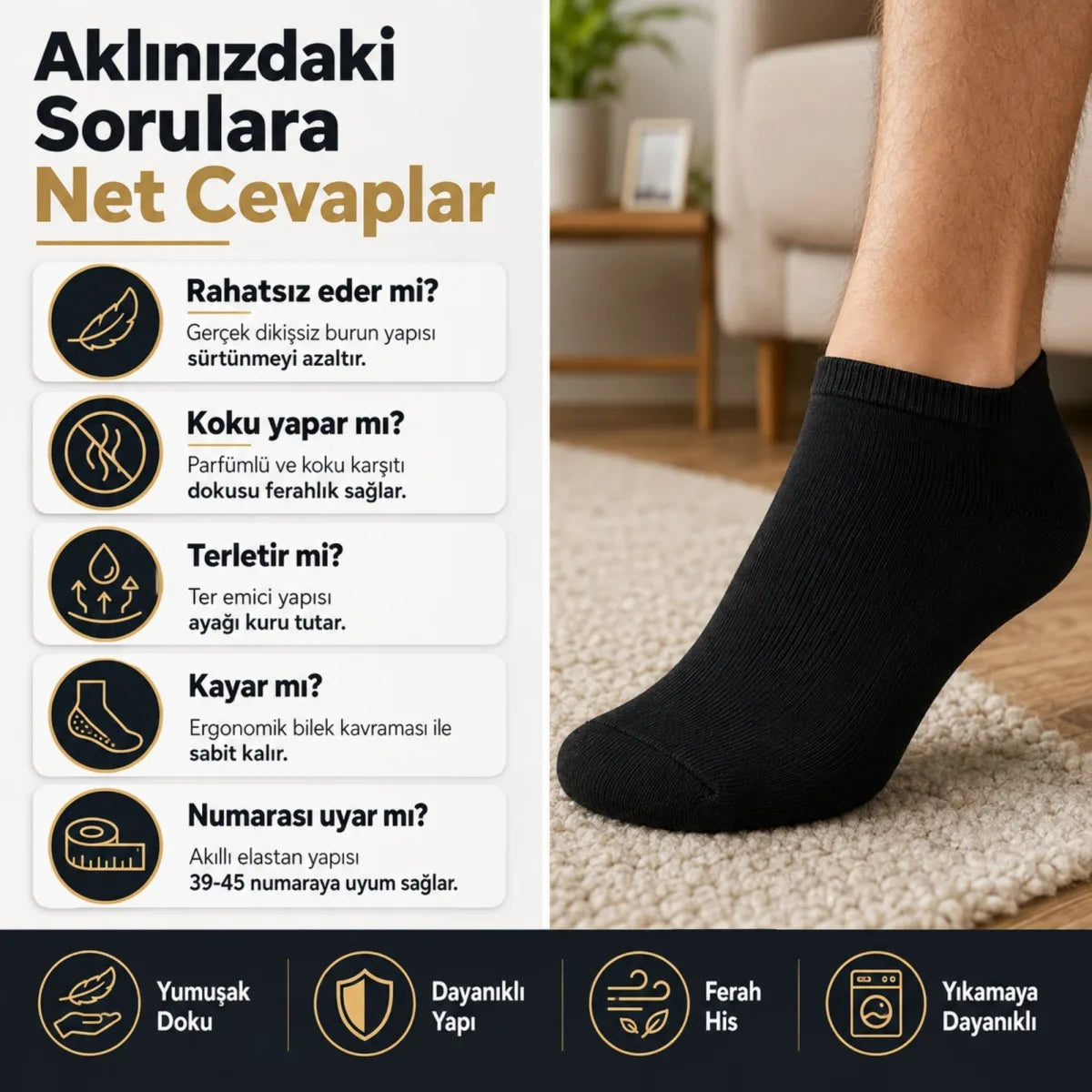 Erkek Patik Çorap 12’li Renk Seçenekleri 39-44 Yüksek Pamuklu Dikişsiz Koku Karşıtı