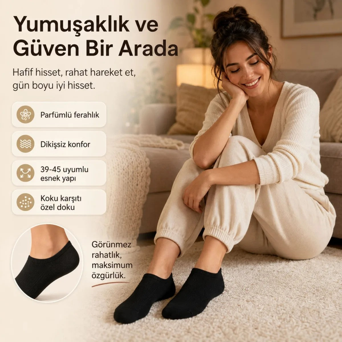 Erkek Patik Çorap 6’lı Siyah Beyaz Lacivert 39-44 Yüksek Pamuklu Dikişsiz Koku Karşıtı