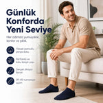 Erkek Patik Çorap 6’lı Siyah Beyaz Lacivert 39-44 Yüksek Pamuklu Dikişsiz Koku Karşıtı