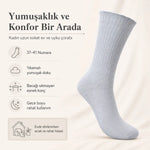 Kadın Uyku Çorabı 37-41 Uzun Soket Yumuşak Fitilli Sıkmayan Esnek Ev Çorabı Gri Bej