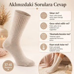 Kadın 3’lü Uyku Çorabı 37-41 Uzun Soket Yumuşak Fitilli Sıkmayan Esnek Ev Çorabı Gri Bej