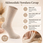 Kadın 3’lü Uyku Çorabı 37-41 Uzun Soket Yumuşak Fitilli Sıkmayan Esnek Ev Çorabı Gri Bej