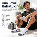 Erkek 3’lü Spor Patik Çorap 39-44 Pamuklu Havlu Destekli Bilek Boy Beyaz Gri