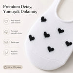 Kadın Kalp Desenli Görünmez Ekonomik Babet Çorabı 6’lı Paket – Siyah, Beyaz ve Karışık Renk Kaymaz Topuklu Pamuklu Çorap
