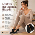 Kaymaz Tabanlı 3’lü Kadın Balerin Tasarımlı Yoga Pilates Çorabı Çapraz Bantlı Spor Çorap Hac Umre Çorabı