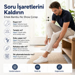 Erkek Bambu 6’lı Babet Çorap Görünmez No Show Dikişsiz Silikon Topuklu