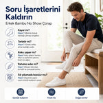 Erkek Bambu 6’lı Babet Çorap Görünmez No Show Dikişsiz Silikon Topuklu