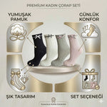 Kadın Fiyonklu Örgü Soket Çorap 4’lü Set – Yumuşak Pamuklu Dokulu Şık Günlük Çorap