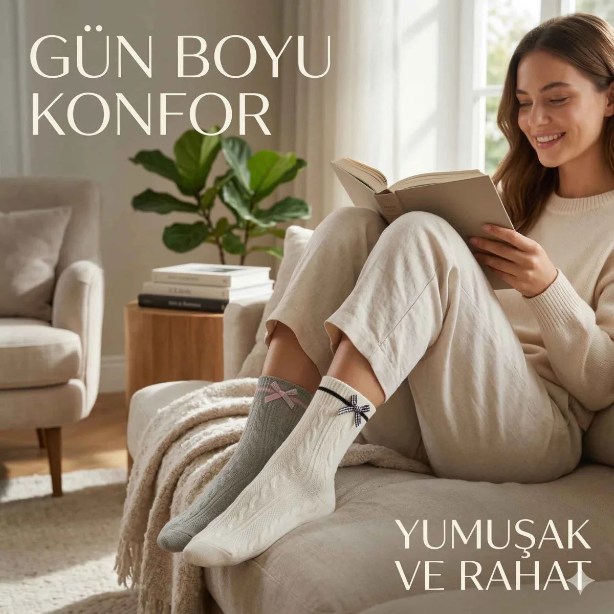 Kadın Fiyonklu Örgü Soket Çorap 8’li Set – Yumuşak Pamuklu Dokulu Şık Günlük Çorap