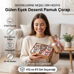Kadın Gülen Eşek Desenli Çorap 4’lü – Pamuklu, Eğlenceli ve Yumuşak Soket Çorap 36-40