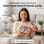 Kadın Gülen Eşek Desenli Çorap 4’lü – Pamuklu, Eğlenceli ve Yumuşak Soket Çorap 36-40