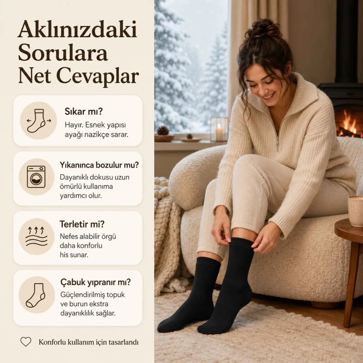 Kadın Siyah 12’li Kışlık Termal Uzun Çorap | Dikişsiz, Esnek Havlu Dokulu, Sıcak Tutan, Güçlendirilmiş Topuk ve Burun