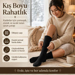 Kadın Siyah 6’lı Kışlık Termal Uzun Çorap | Dikişsiz, Esnek Havlu Dokulu, Sıcak Tutan, Güçlendirilmiş Topuk ve Burun