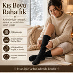Kadın Siyah 6’lı Kışlık Termal Uzun Çorap | Dikişsiz, Esnek Havlu Dokulu, Sıcak Tutan, Güçlendirilmiş Topuk ve Burun