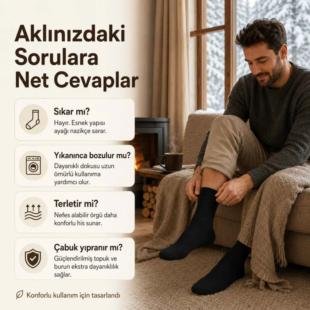 Erkek Siyah 12’li Kışlık Uzun Termal Havlu Çorap | Dikişsiz, Esnek, Sıcak Tutan, Güçlendirilmiş Topuk ve Burun