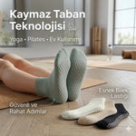 Kaymaz Tabanlı Yoga Pilates 8’li Çorap, Silikon Tabanlı Esnek Bilekli Nefes Alan Ev ve Spor Çorabı