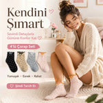 Kadın Fırfırlı Soket Çorap 4’lü Set – Puantiyeli, Fiyonklu, Yumuşak ve Esnek Bilek Çorabı