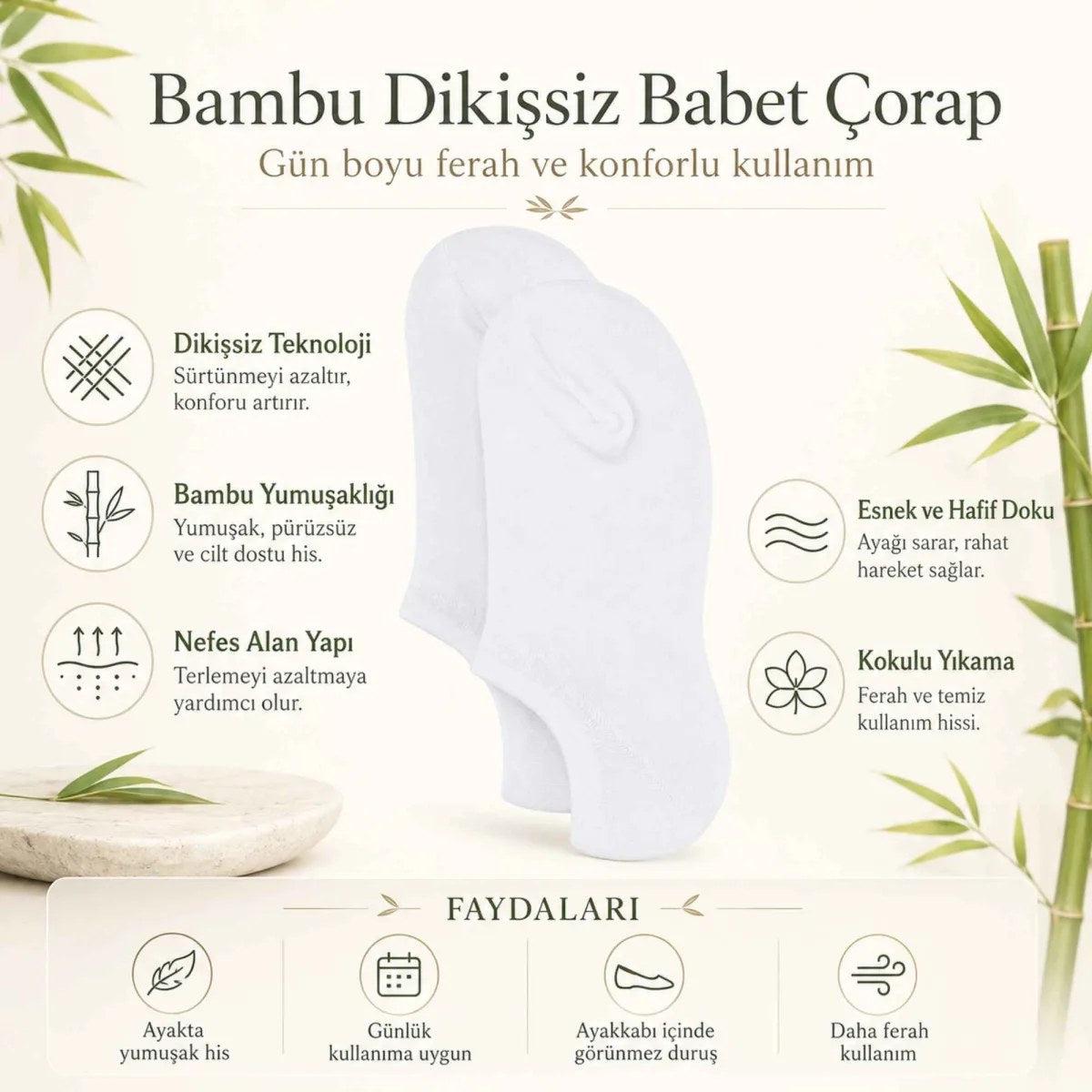 Erkek Bambu 12’li Dikişsiz Babet Çorap Siyah Beyaz Gri Görünmez Sneaker Çorap Nefes Alan Yumuşak