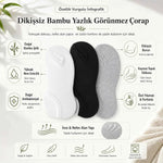 Erkek Bambu 12’li Dikişsiz Babet Çorap Siyah Beyaz Gri Görünmez Sneaker Çorap Nefes Alan Yumuşak