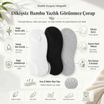 Erkek Bambu 12’li Dikişsiz Babet Çorap Siyah Beyaz Gri Görünmez Sneaker Çorap Nefes Alan Yumuşak
