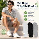 Erkek Bambu 12’li Dikişsiz Babet Çorap Siyah Beyaz Gri Görünmez Sneaker Çorap Nefes Alan Yumuşak