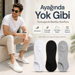 Erkek Bambu 6’lı Dikişsiz Babet Çorap Siyah Beyaz Gri Görünmez Sneaker Çorap Nefes Alan Yumuşak