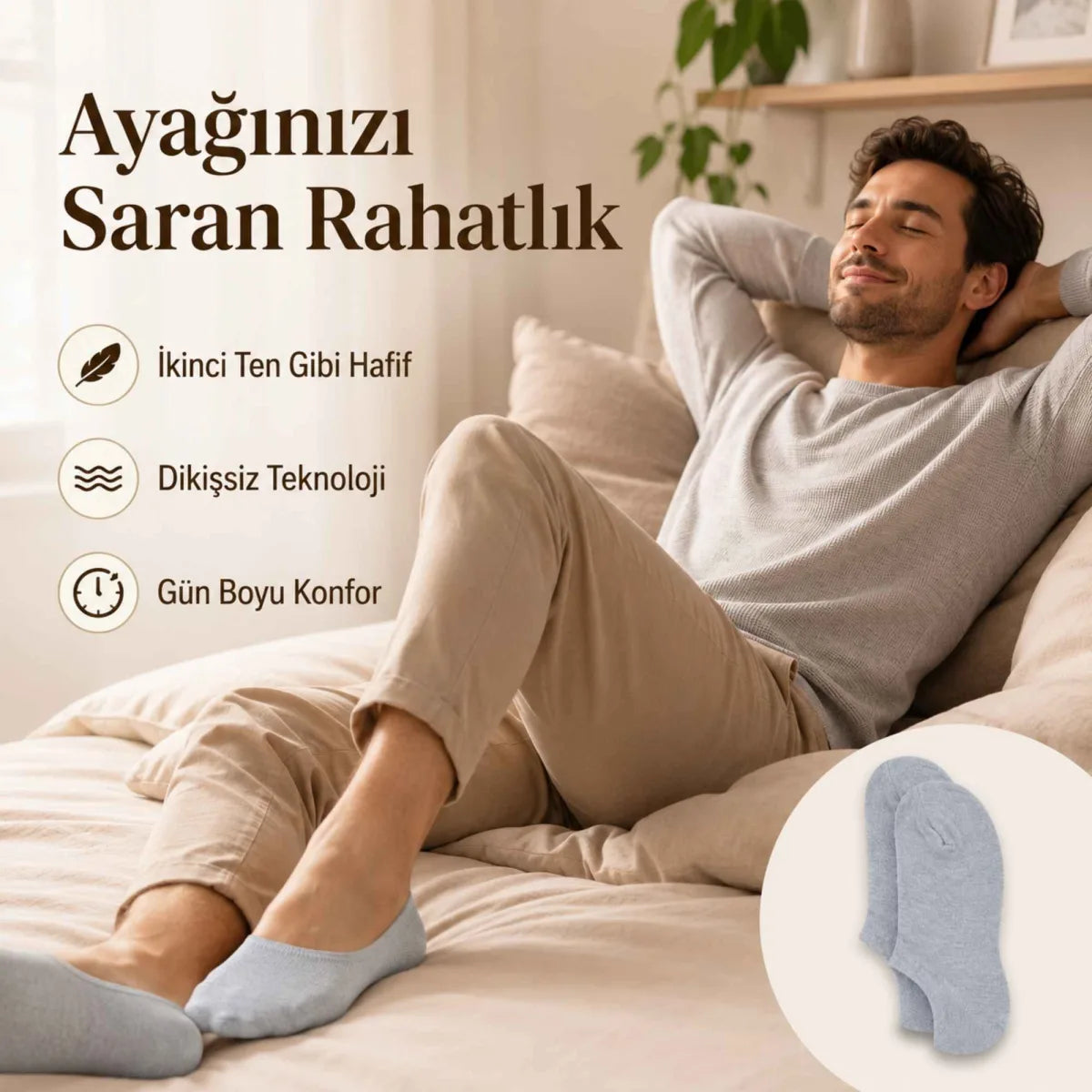 Erkek Bambu 6’lı Dikişsiz Babet Çorap Siyah Beyaz Gri Görünmez Sneaker Çorap Nefes Alan Yumuşak