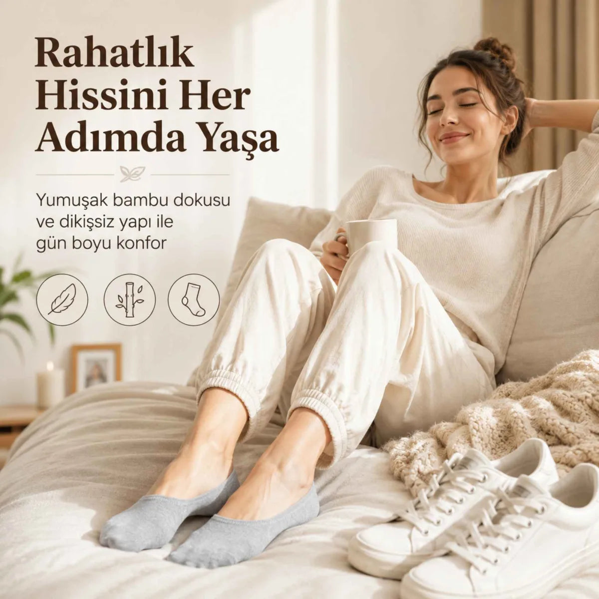 Kadın Bambu 6’lı Dikişsiz Babet Çorap Siyah Beyaz Gri Görünmez Sneaker Çorap Nefes Alan Yumuşak
