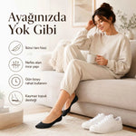 Kadın Geri Dönüşüm İplikli 12’li Görünmez Sneaker Çorap, İnce Dikişli Nefes Alan Babet Çorap Siyah Beyaz Gri