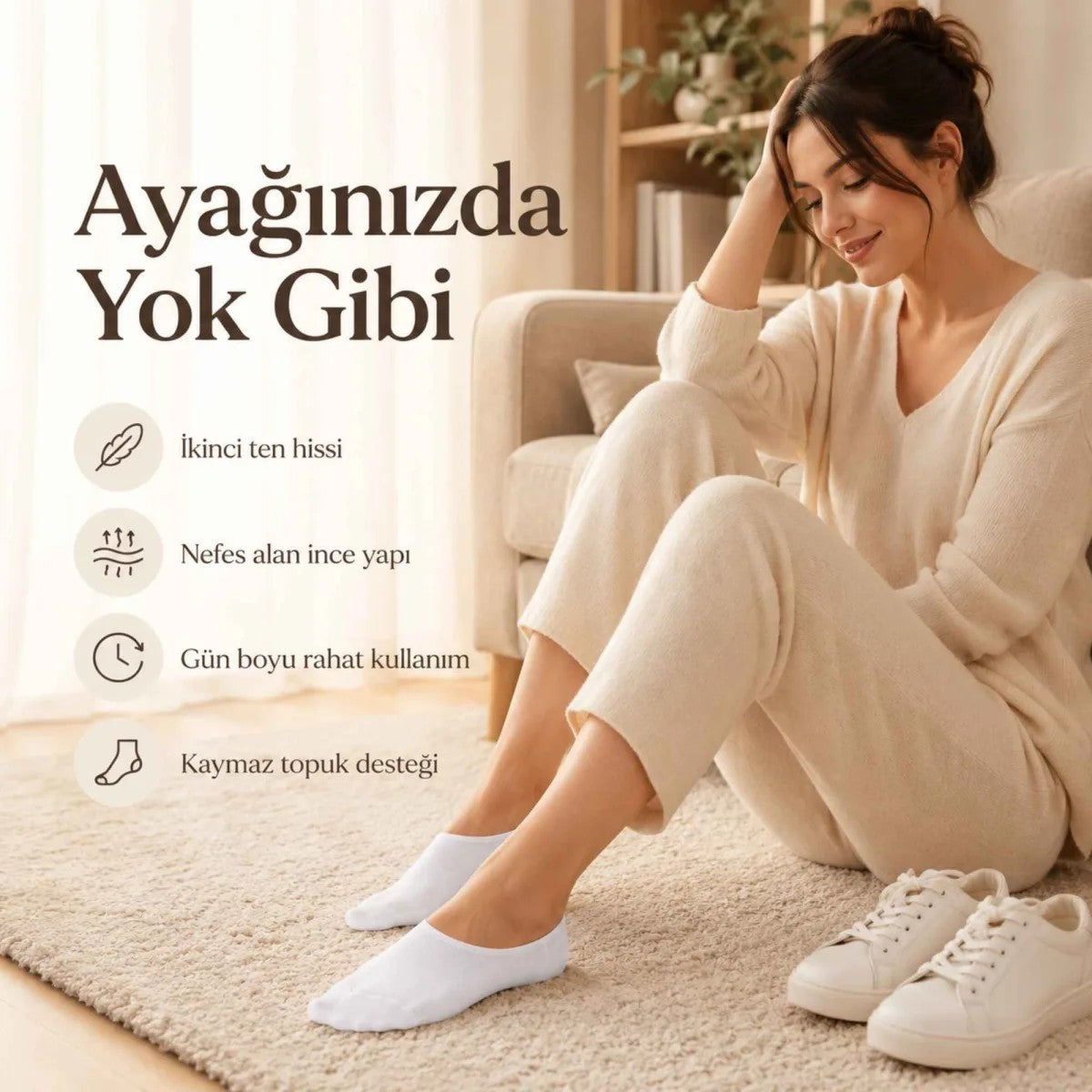 Kadın Geri Dönüşüm İplikli 12’li Görünmez Sneaker Çorap, İnce Dikişli Nefes Alan Babet Çorap Siyah Beyaz Gri
