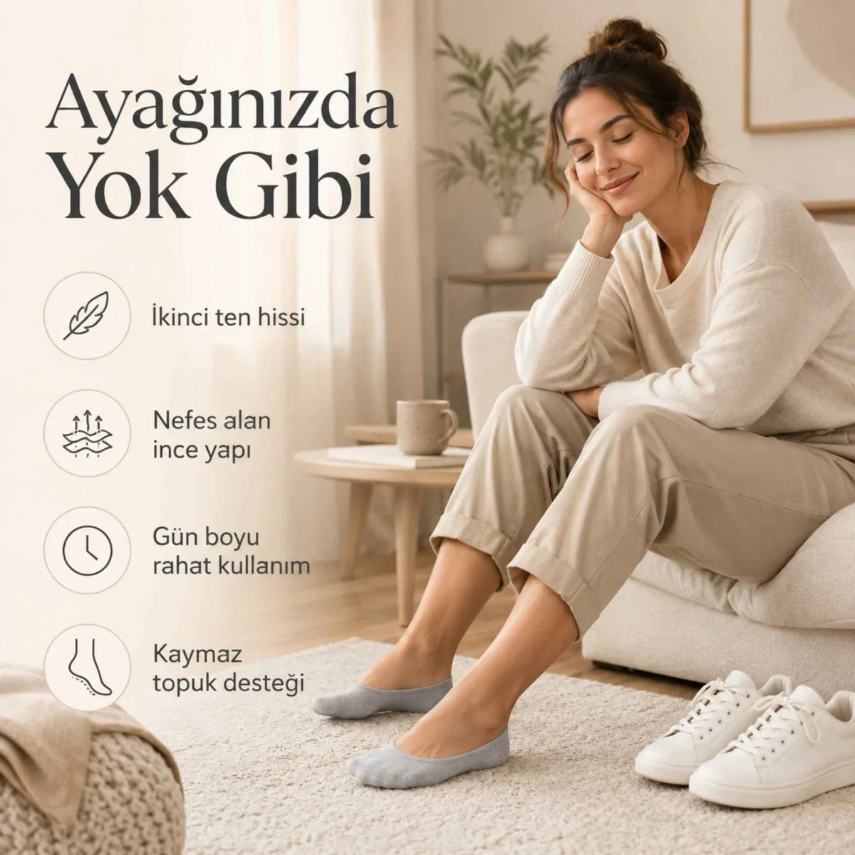 Kadın Geri Dönüşüm İplikli 12’li Görünmez Sneaker Çorap, İnce Dikişli Nefes Alan Babet Çorap Siyah Beyaz Gri