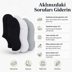 Kadın Geri Dönüşüm İplikli 12’li Görünmez Sneaker Çorap, İnce Dikişli Nefes Alan Babet Çorap Siyah Beyaz Gri