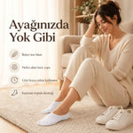 Kadın Geri Dönüşüm İplikli 6’lı Görünmez Sneaker Çorap, İnce Dikişli Nefes Alan Babet Çorap Siyah Beyaz Gri