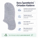 Erkek Geri Dönüşüm İplikli 12’li Görünmez Sneaker Çorap, İnce Dikişli, Nefes Alan Yazlık Babet Çorabı, Kaymaz Topuklu Siyah Gri Beyaz