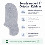 Erkek Geri Dönüşüm İplikli 12’li Görünmez Sneaker Çorap, İnce Dikişli, Nefes Alan Yazlık Babet Çorabı, Kaymaz Topuklu Siyah Gri Beyaz