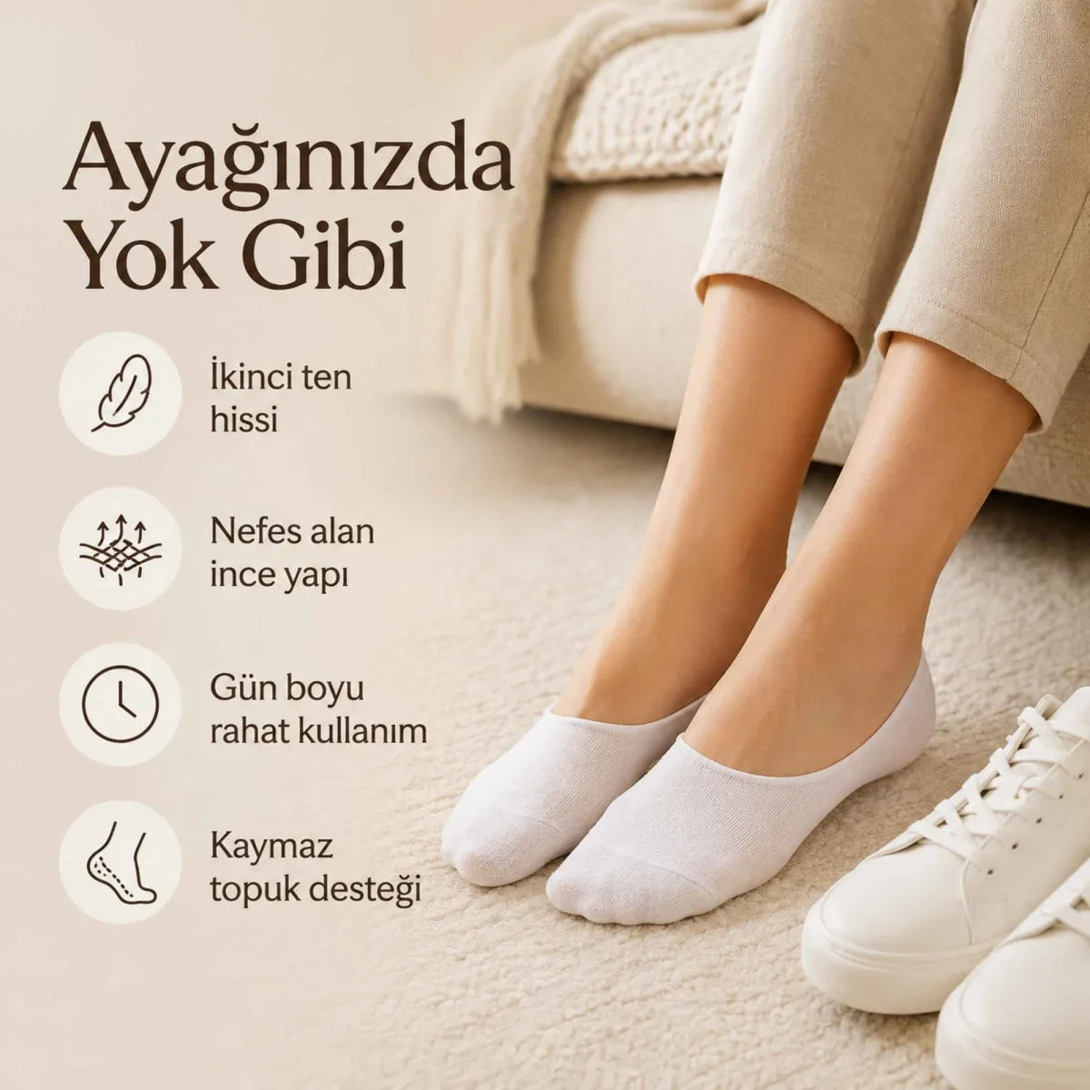 Erkek Geri Dönüşüm İplikli 12’li Görünmez Sneaker Çorap, İnce Dikişli, Nefes Alan Yazlık Babet Çorabı, Kaymaz Topuklu Siyah Gri Beyaz