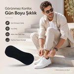 Erkek Geri Dönüşüm İplikli 12’li Görünmez Sneaker Çorap, İnce Dikişli, Nefes Alan Yazlık Babet Çorabı, Kaymaz Topuklu Siyah Gri Beyaz
